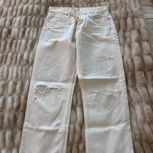 MOUSSY Vintage White Distressed Relaxed Fit Denim size 28